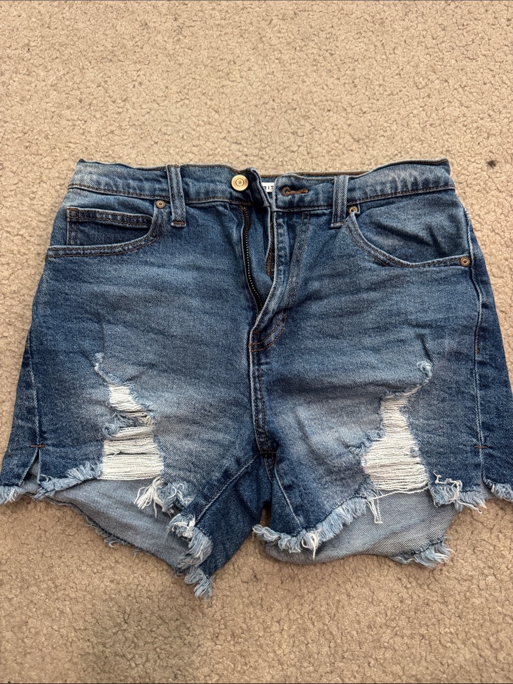 Size 3/26 Women's Distressed High-Rise Denim Shorts